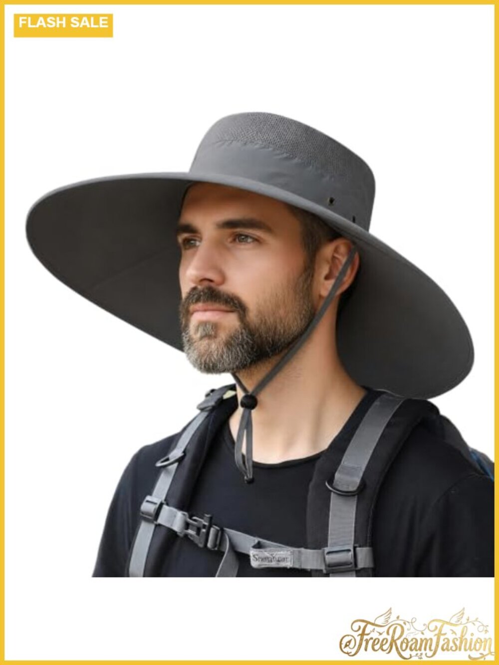 Wide Brim Water Repellent Polyester Sun Hat Foldable Outdoor Fishing